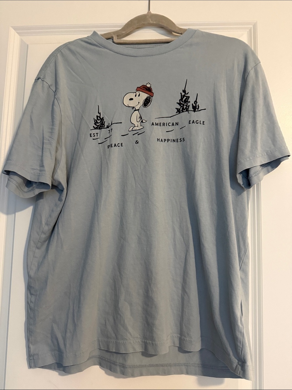American Eagle Outfitters Light Blue Snoopy Graphic Tee